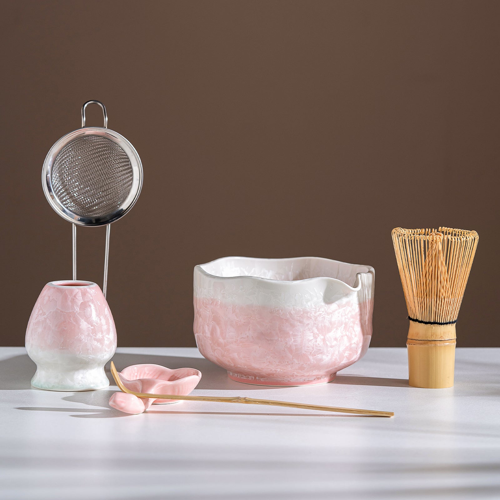 Pink Crystalline Glaze Matcha bowl Set