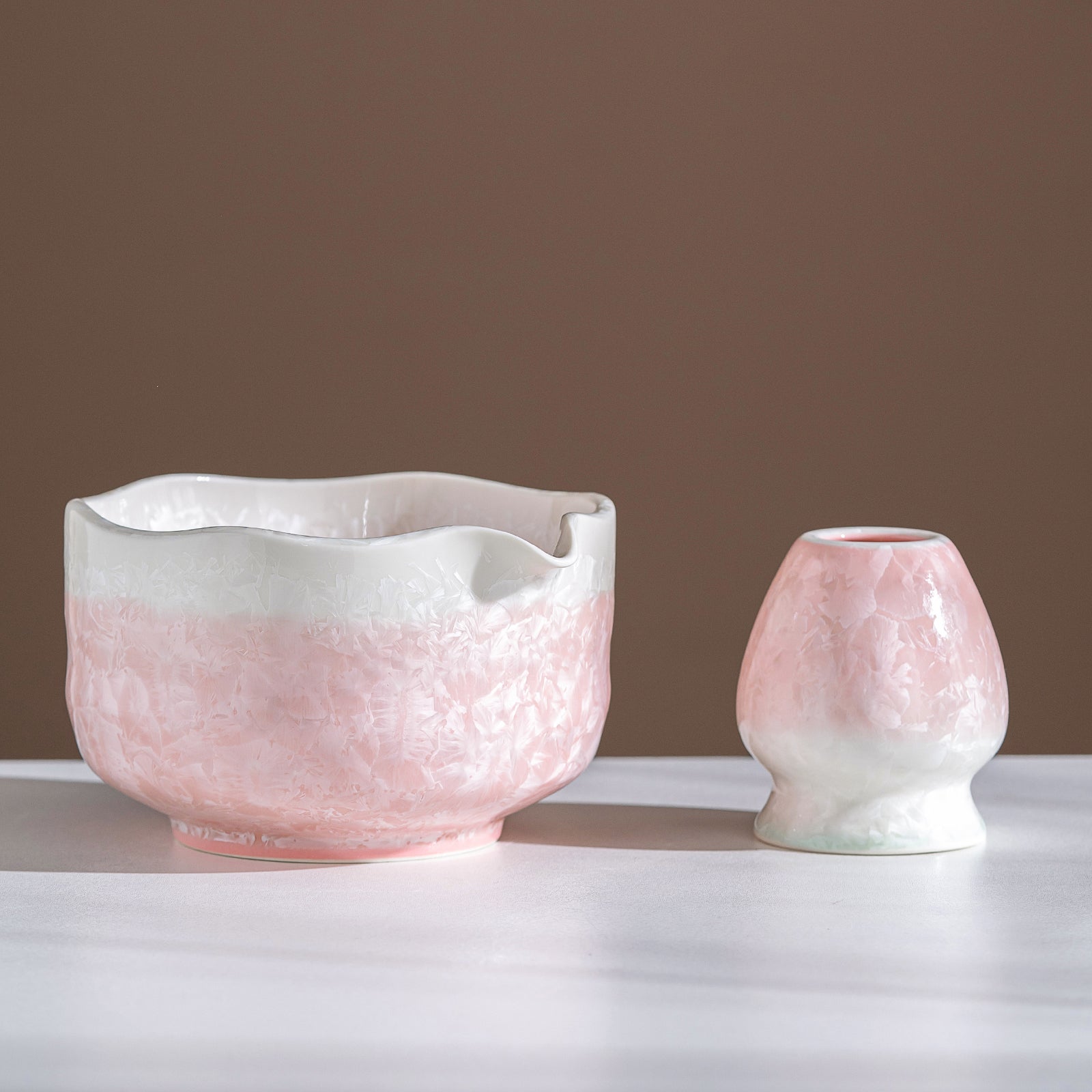 Pink Crystalline Glaze Matcha bowl Set