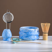 Mint Blue Crystalline Glaze Matcha Bowl Set