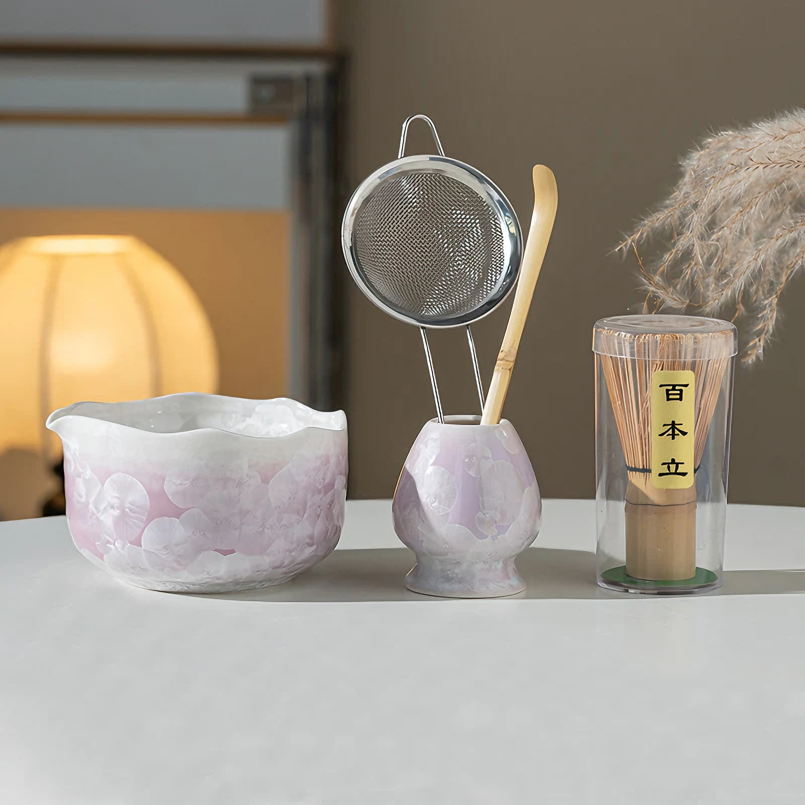 Crystalline Glaze Japanese  Matcha Bowl Set