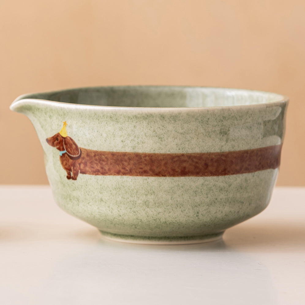 Matcha Bowl Set Dachshund Green Japanese Matcha Kit with Bamboo Whisk Strainer and Scoop Gift for Dog Lovers