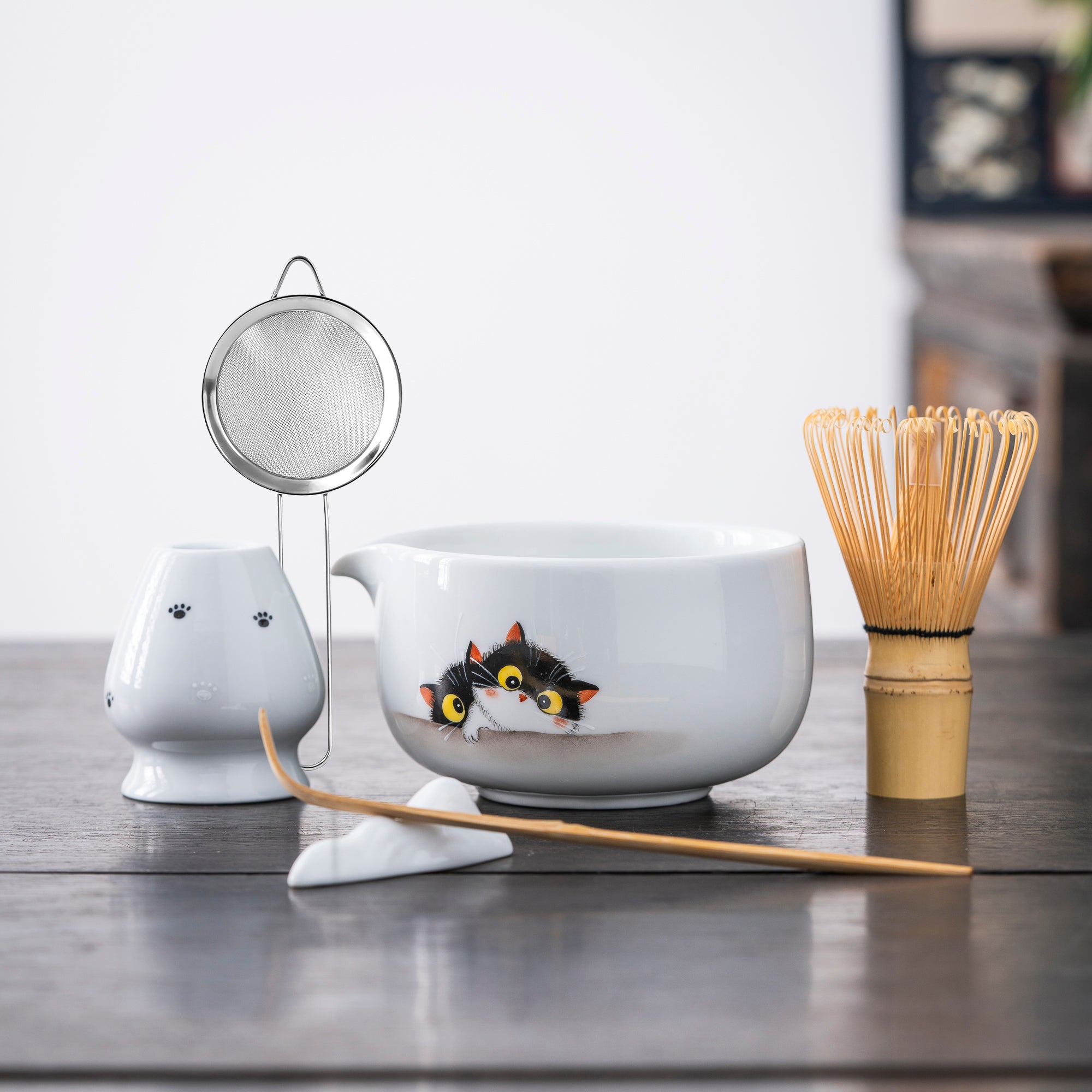Hand - painted Double Cat Matcha Kit