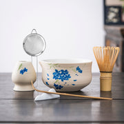 Hand - painted Blue Blossom Matcha Set