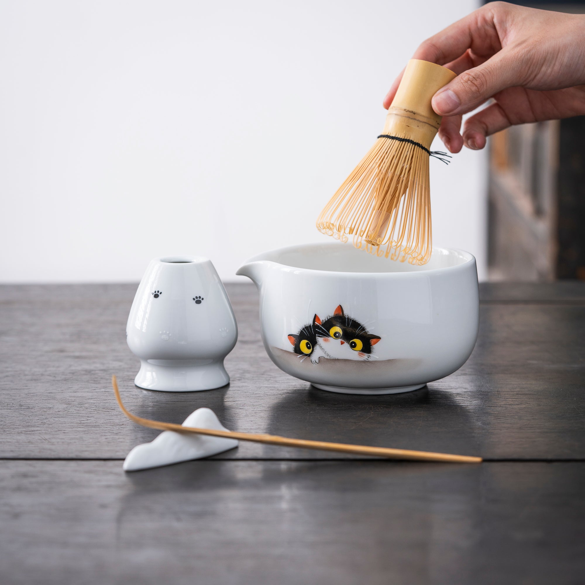 Hand - painted Double Cat Matcha Kit