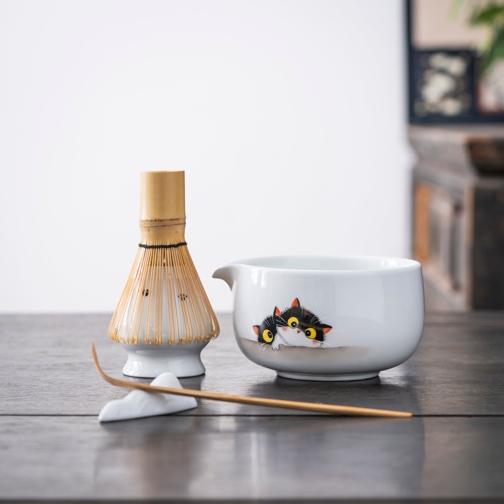 Hand - painted Double Cat Matcha Kit