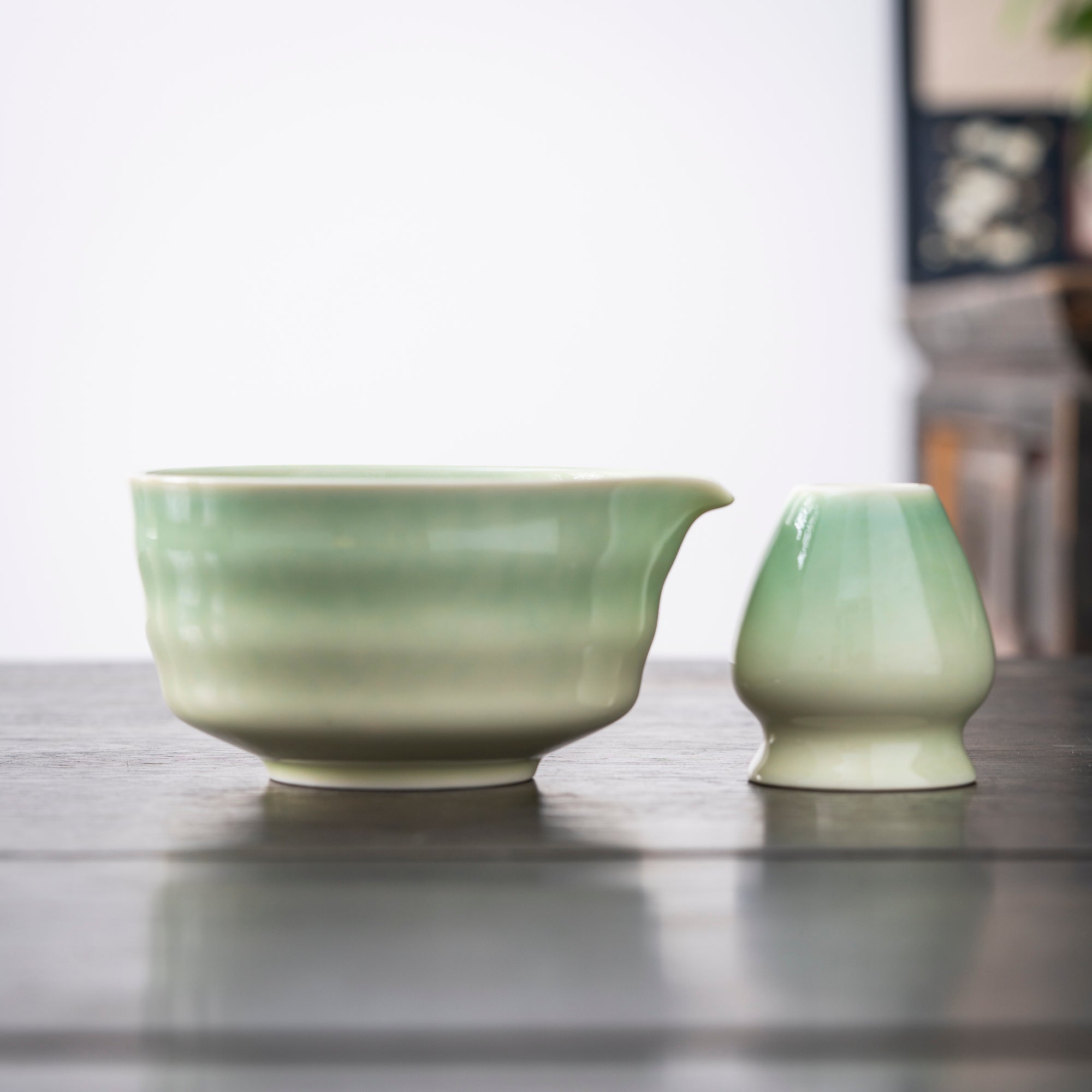 Artisan Hand - Painted Matcha Set with Cat Motif