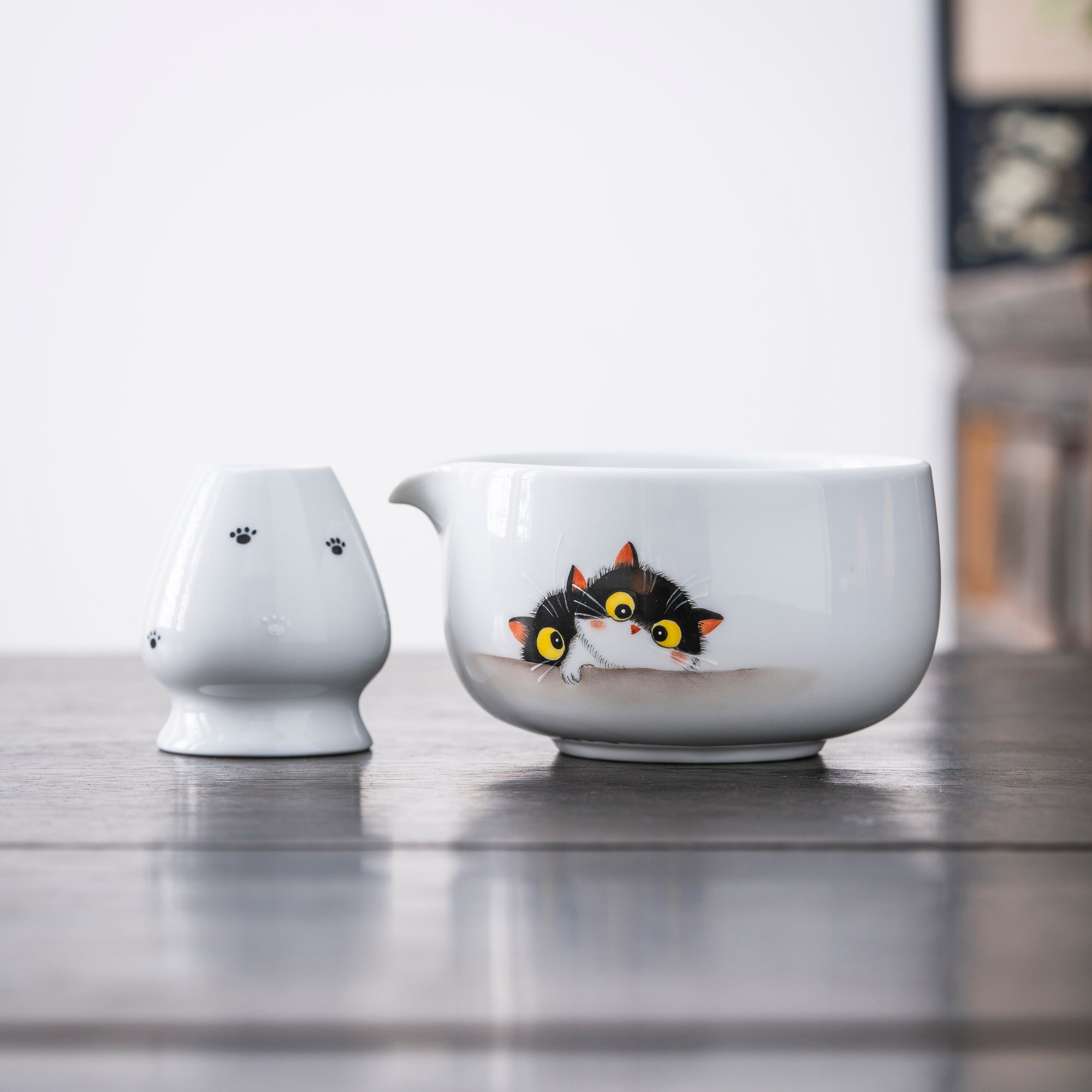 Hand - painted Double Cat Matcha Kit
