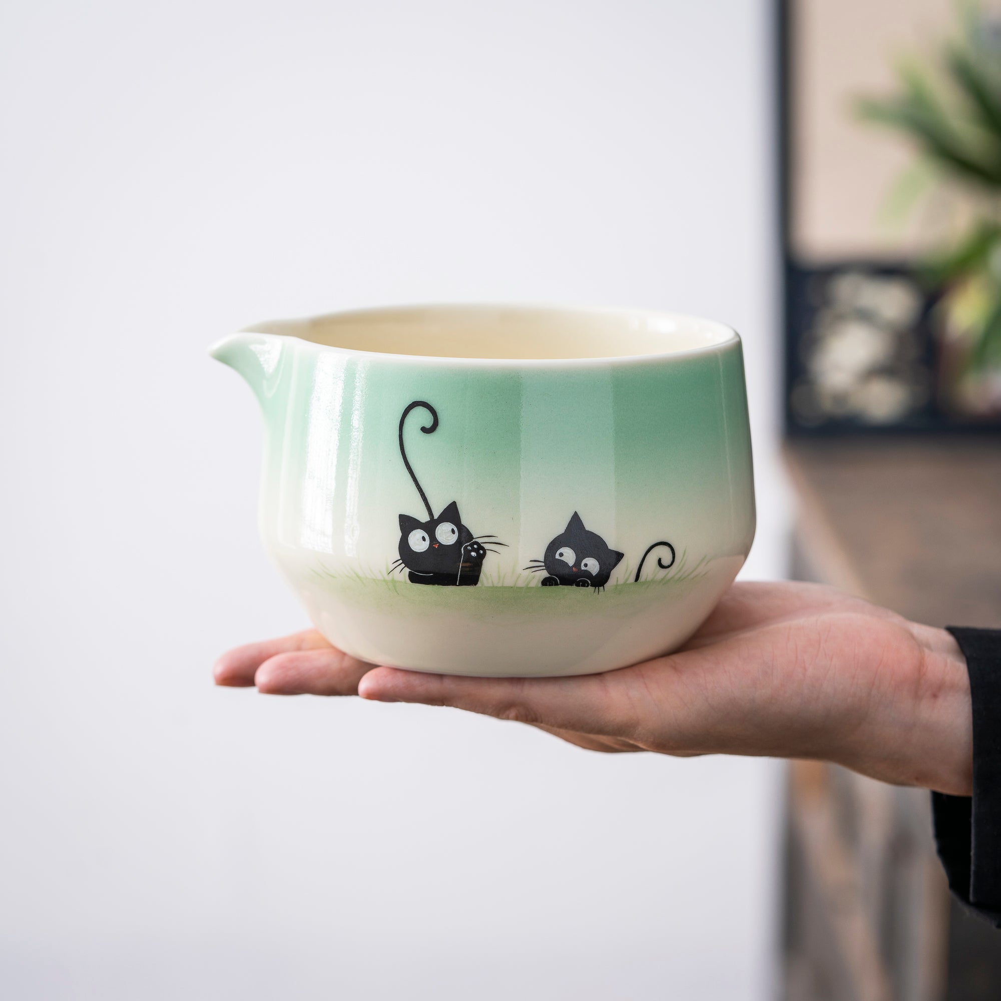 Hand-painted Black Cat Matcha Whisk Set