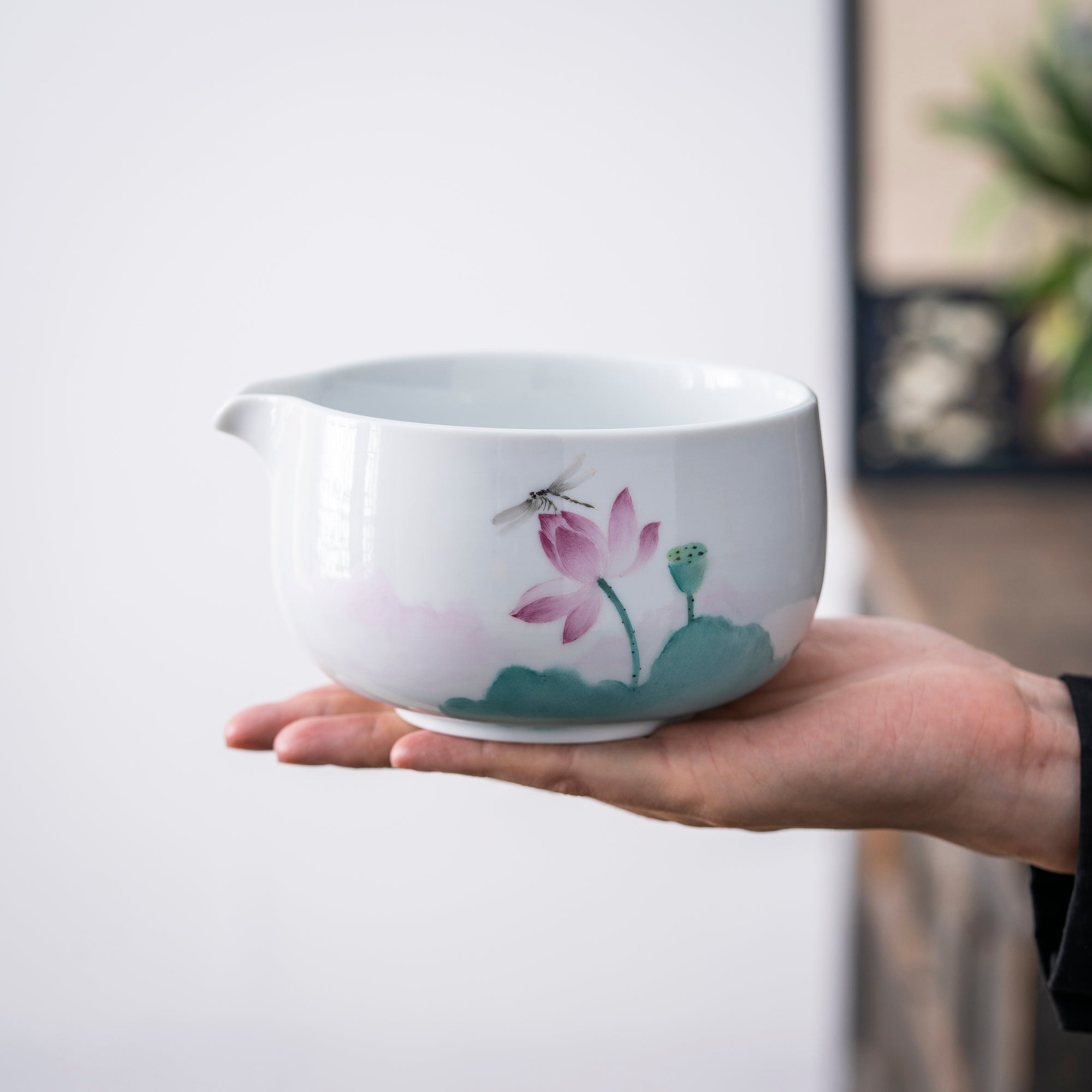 Hand - Painted Lotus & Dragonfly Matcha Set