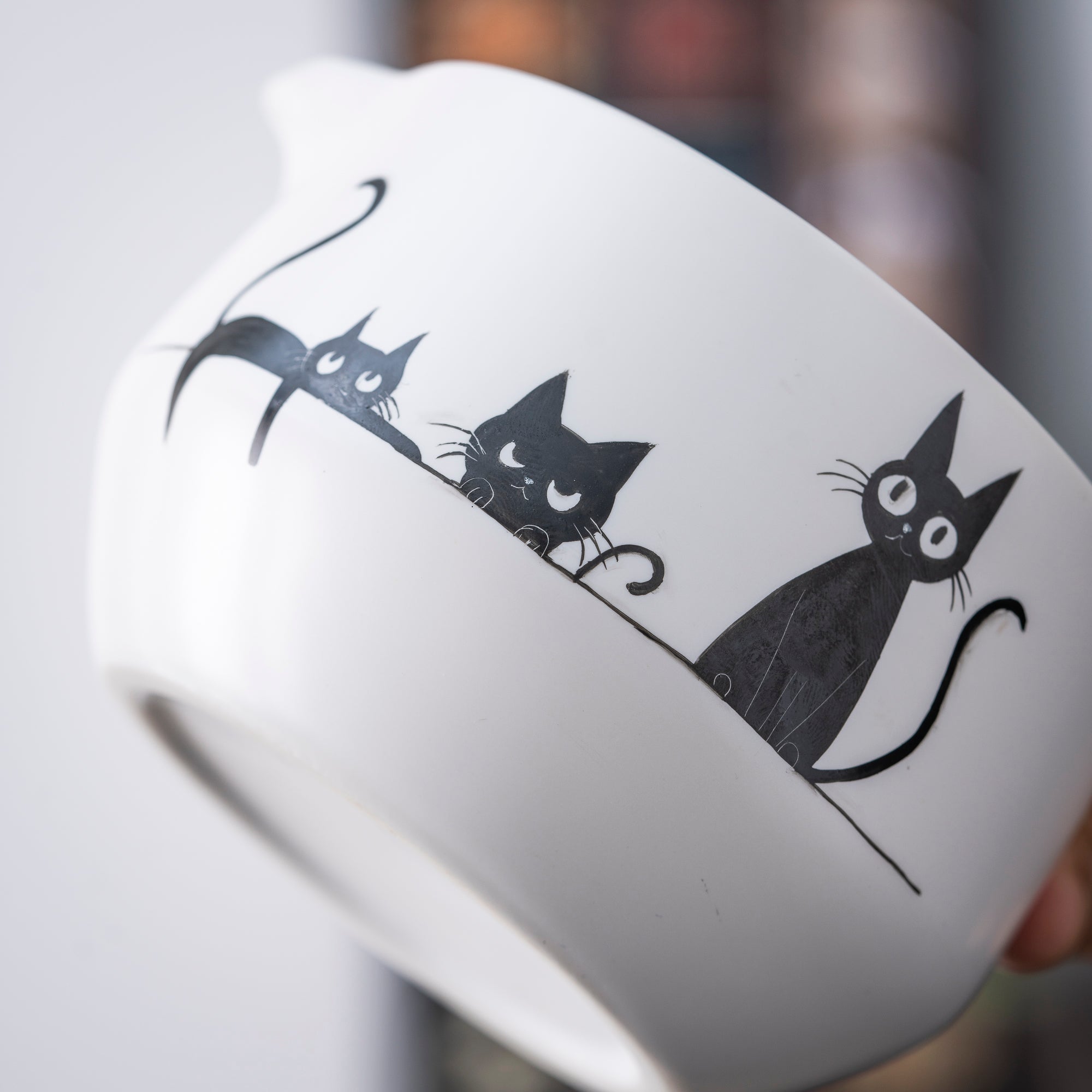 Hand - painted Black Cat Family Matcha Whisk Set