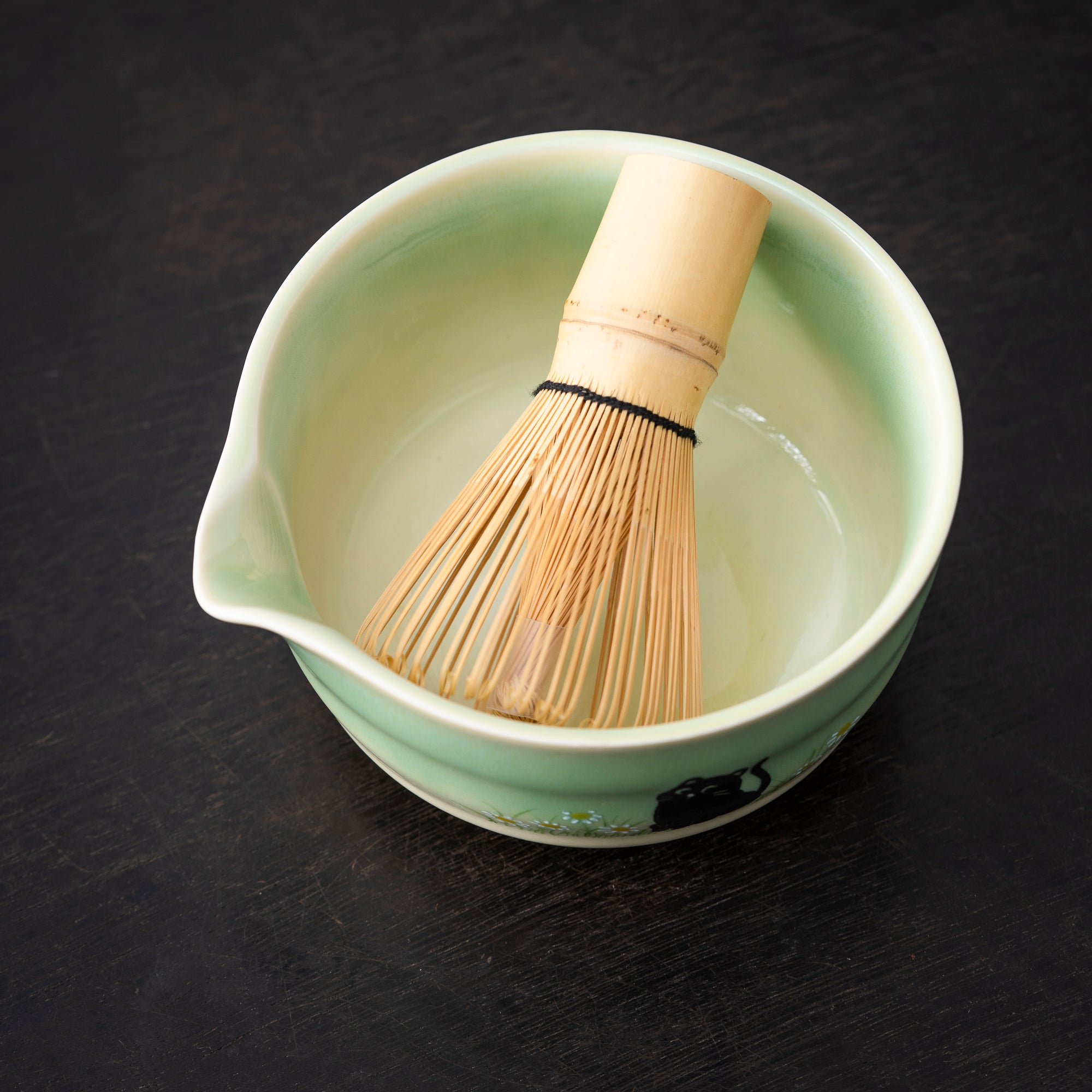 Hand-painted Black Cat & Daisy Matcha Set