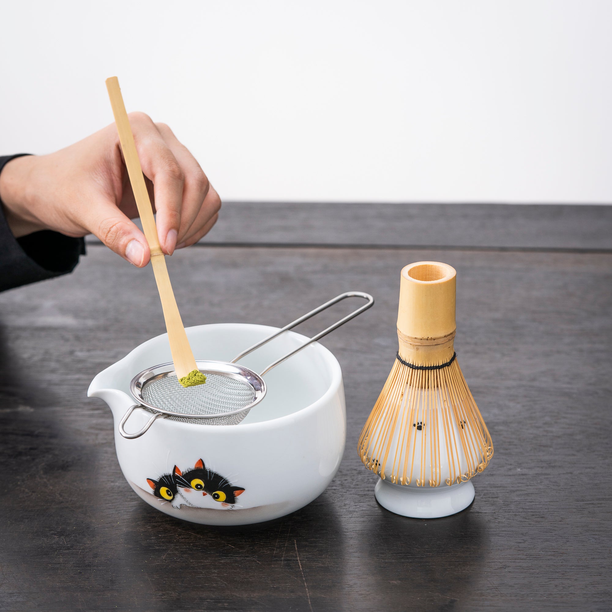 Hand - painted Double Cat Matcha Kit