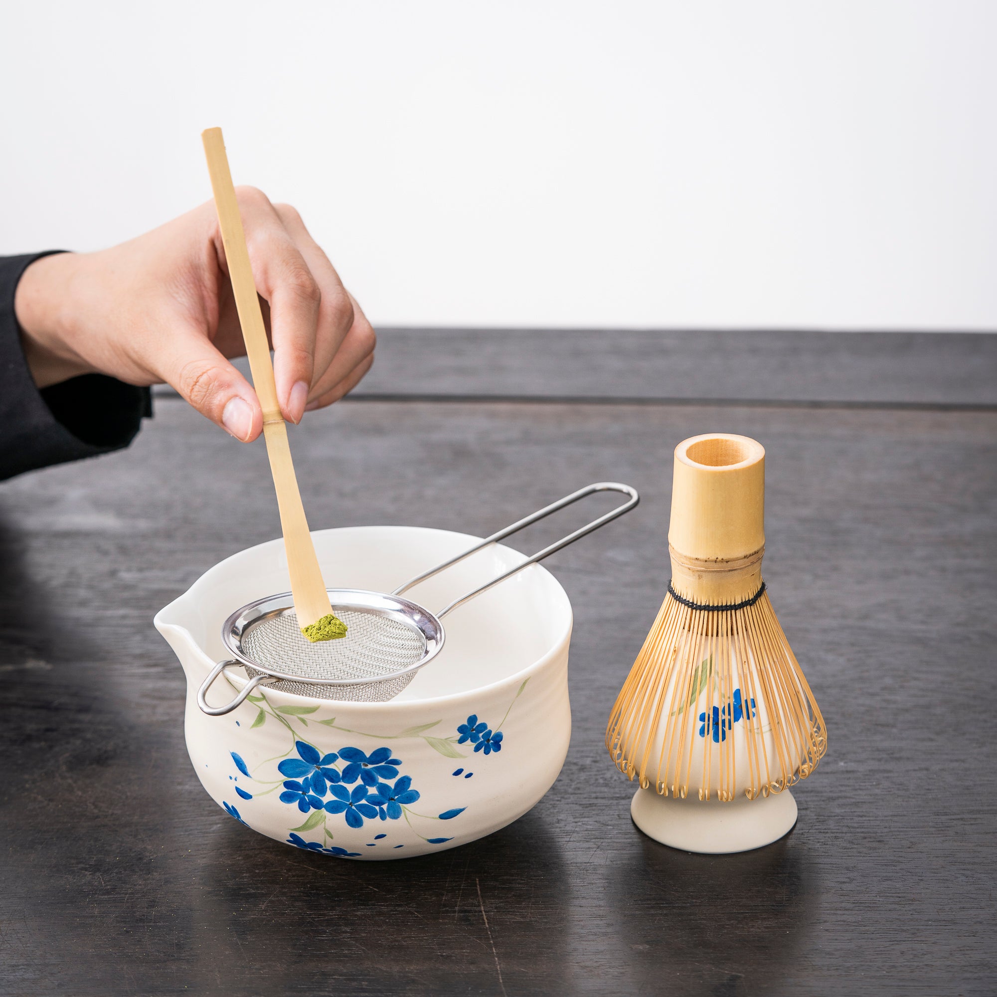 Hand - painted Blue Blossom Matcha Set