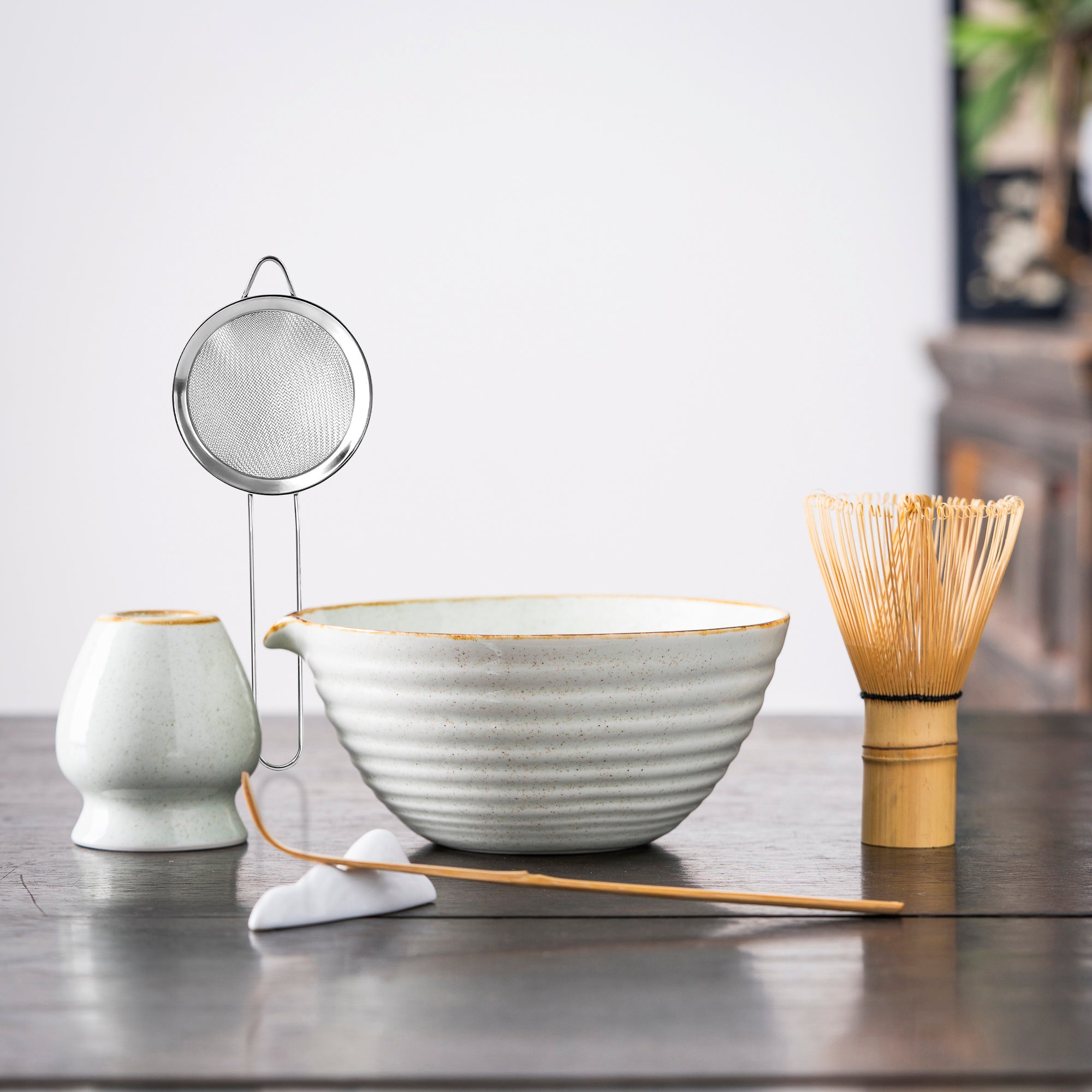 Speckled White Matcha Whisk Set