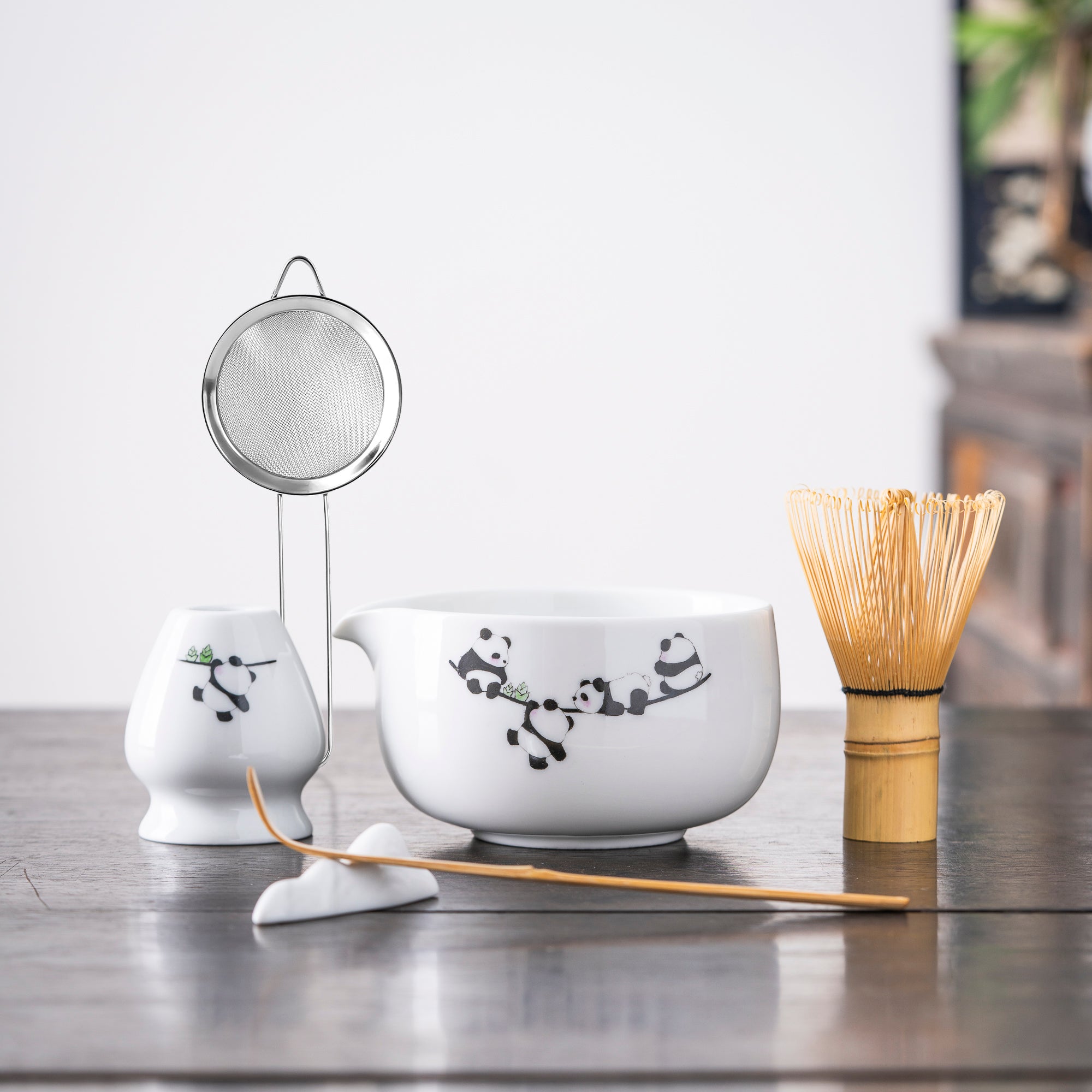 Hand - painted Panda White Matcha Kit