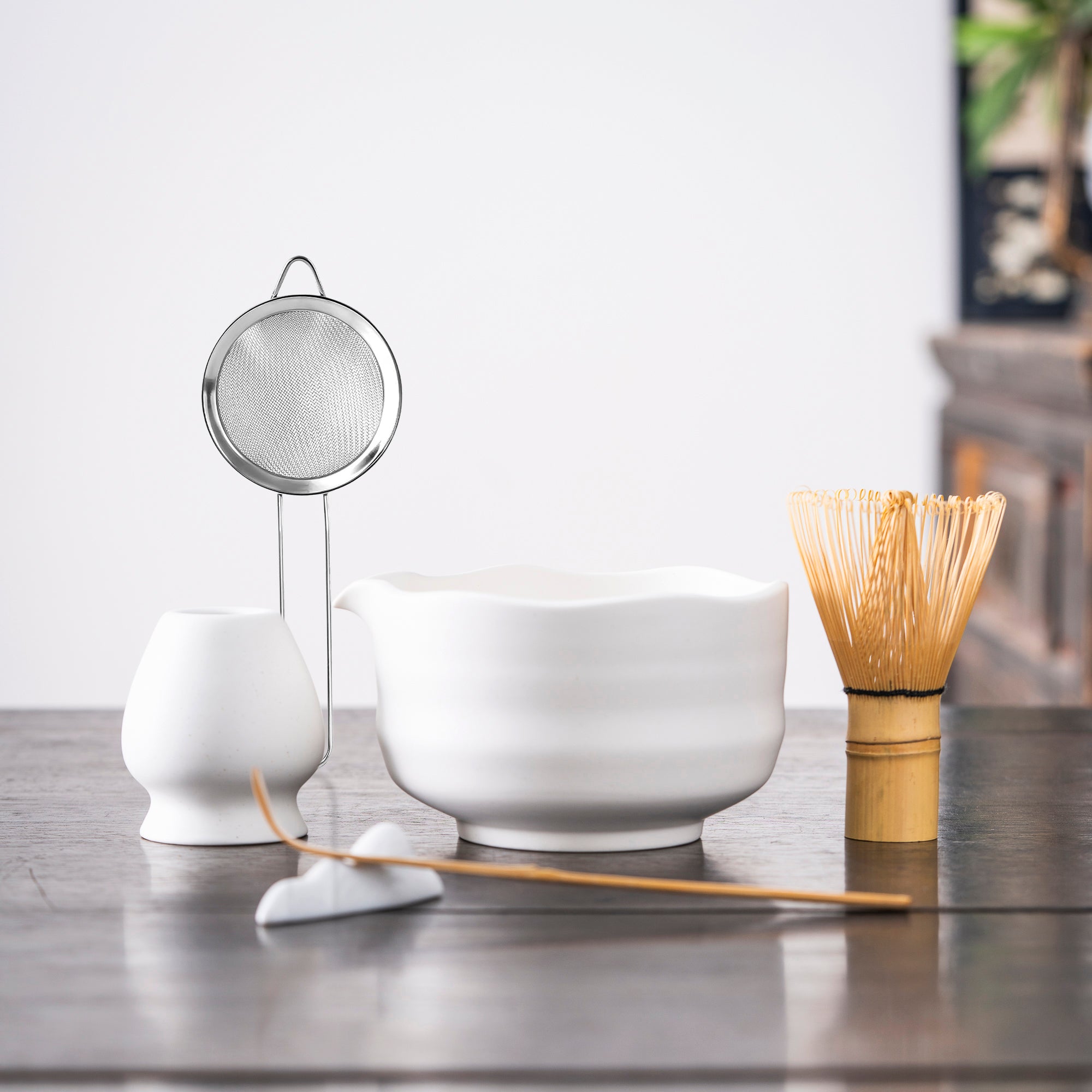 Pure White Ceramic Matcha Whisk Set