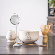 Hand - painted Bunny with Leaf Matcha Kit