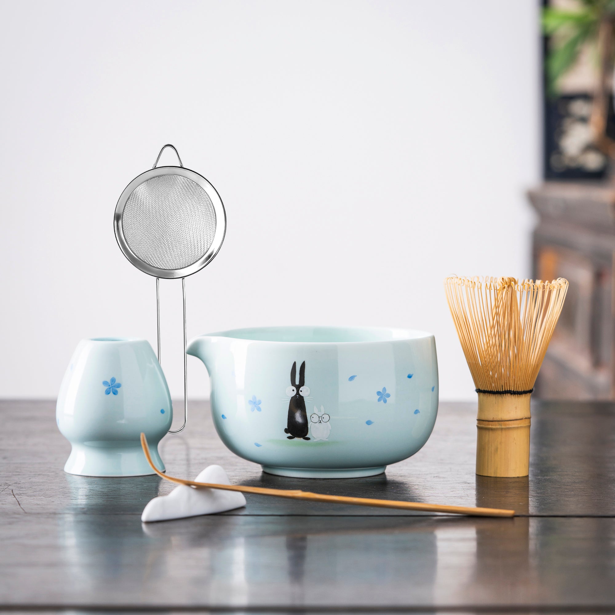 Hand - drawn Bunny & Flower Matcha Set