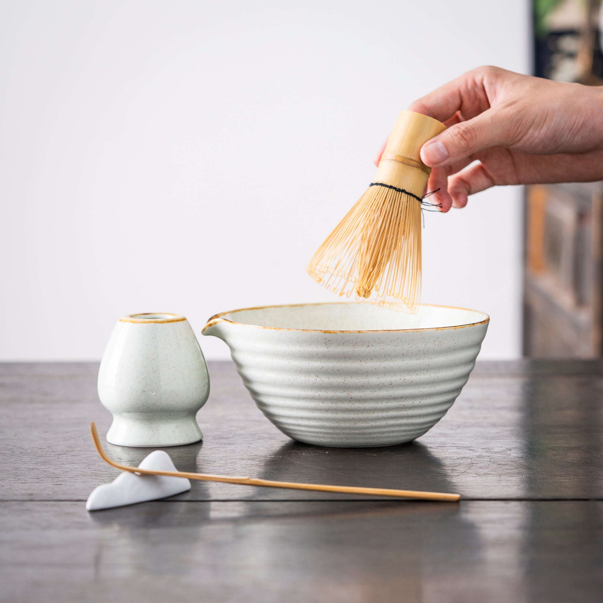 Speckled White Matcha Whisk Set