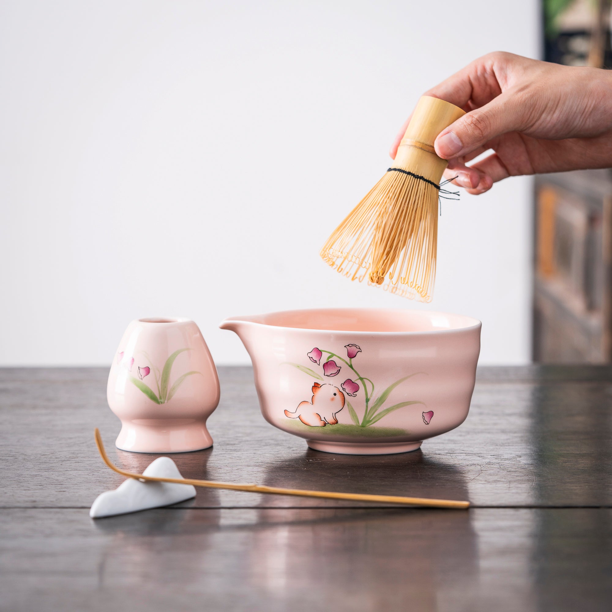 Cute Cat - Themed Pink Matcha Set