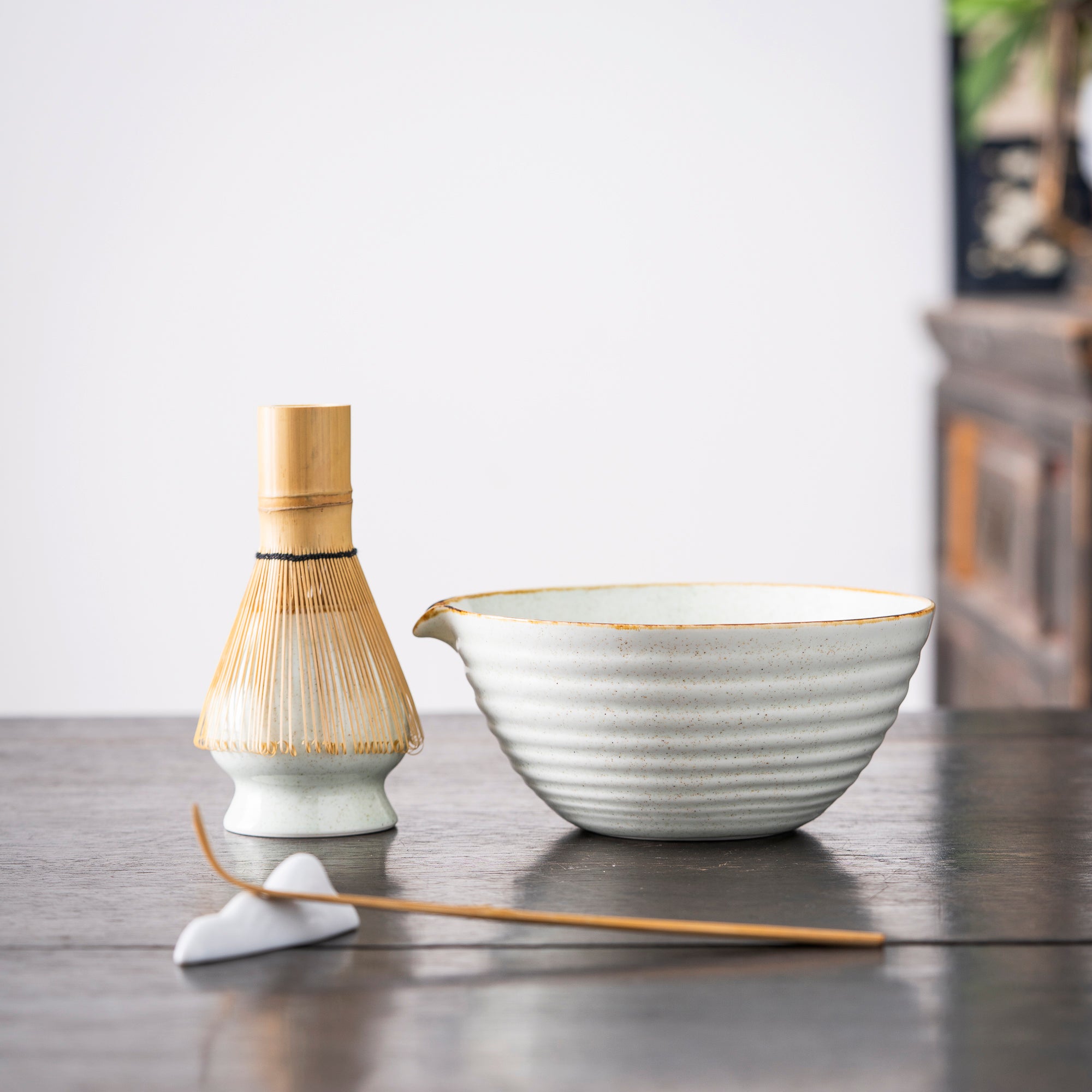 Speckled White Matcha Whisk Set