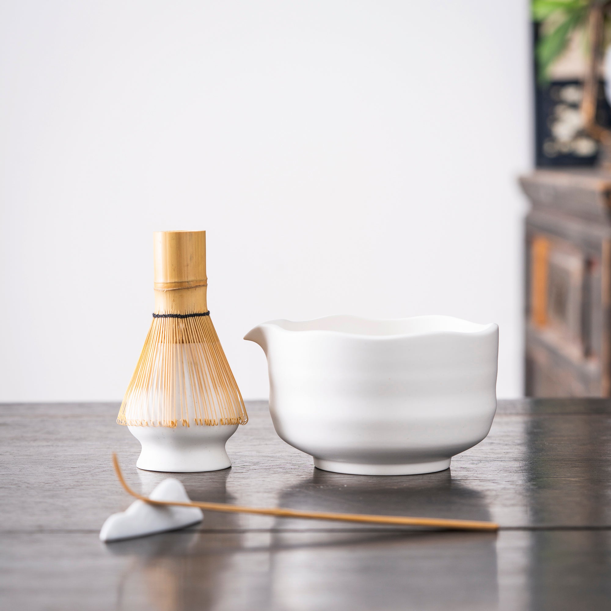 Pure White Ceramic Matcha Whisk Set