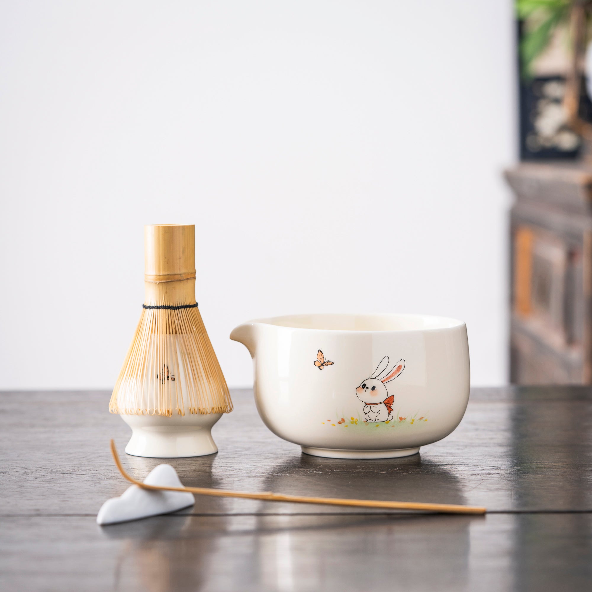 Hand - painted Bunny & Butterfly Matcha Kit