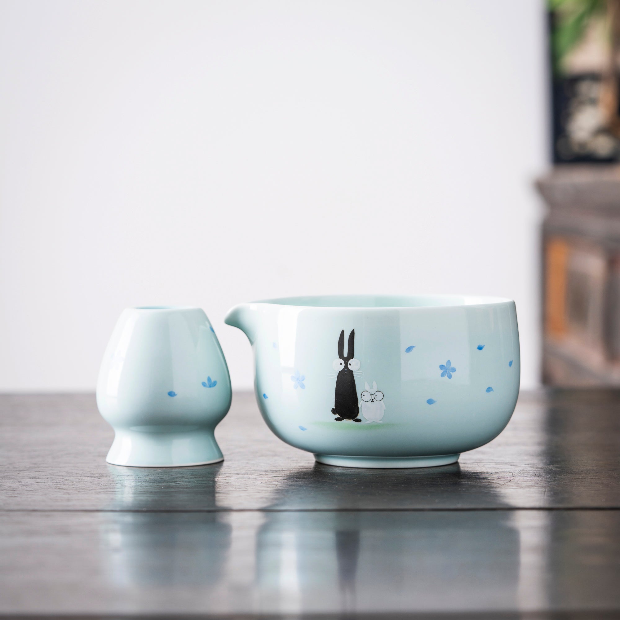 Hand - drawn Bunny & Flower Matcha Set