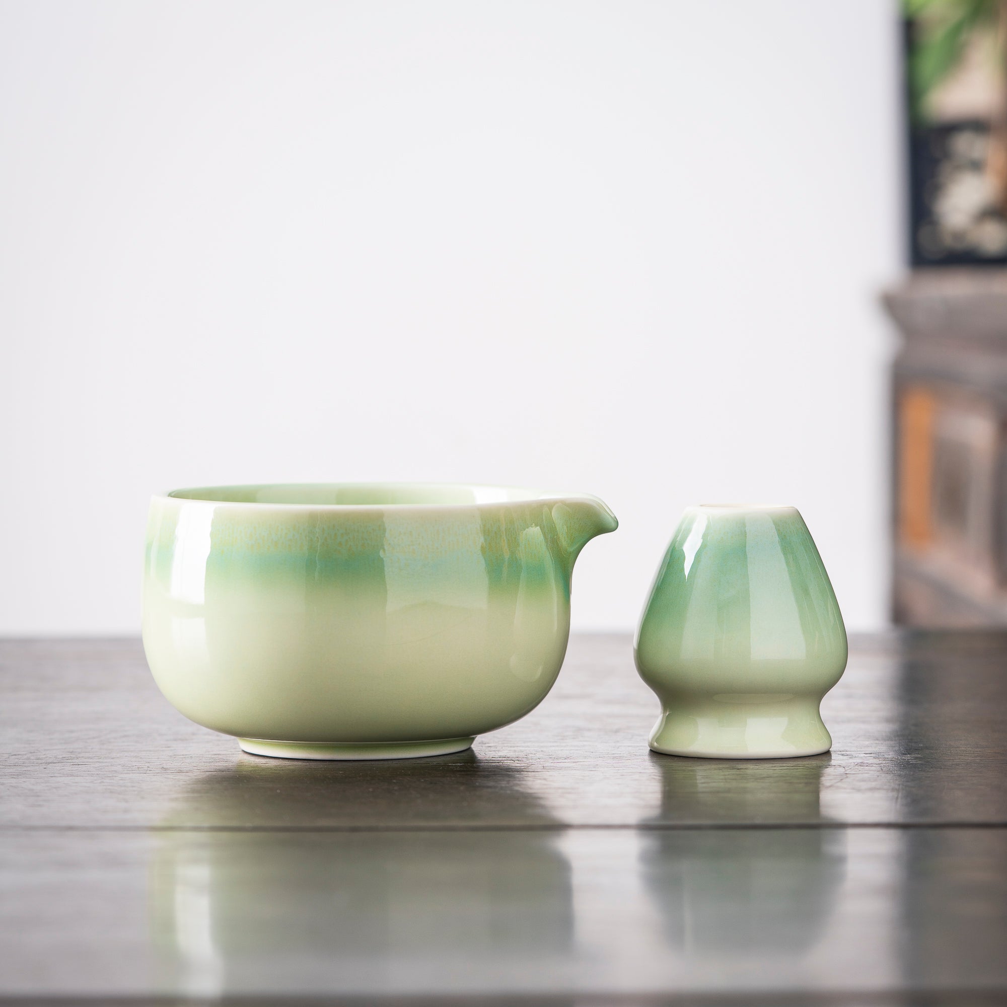 Hand - painted Black Cat Duo & Floral Matcha Whisk Set