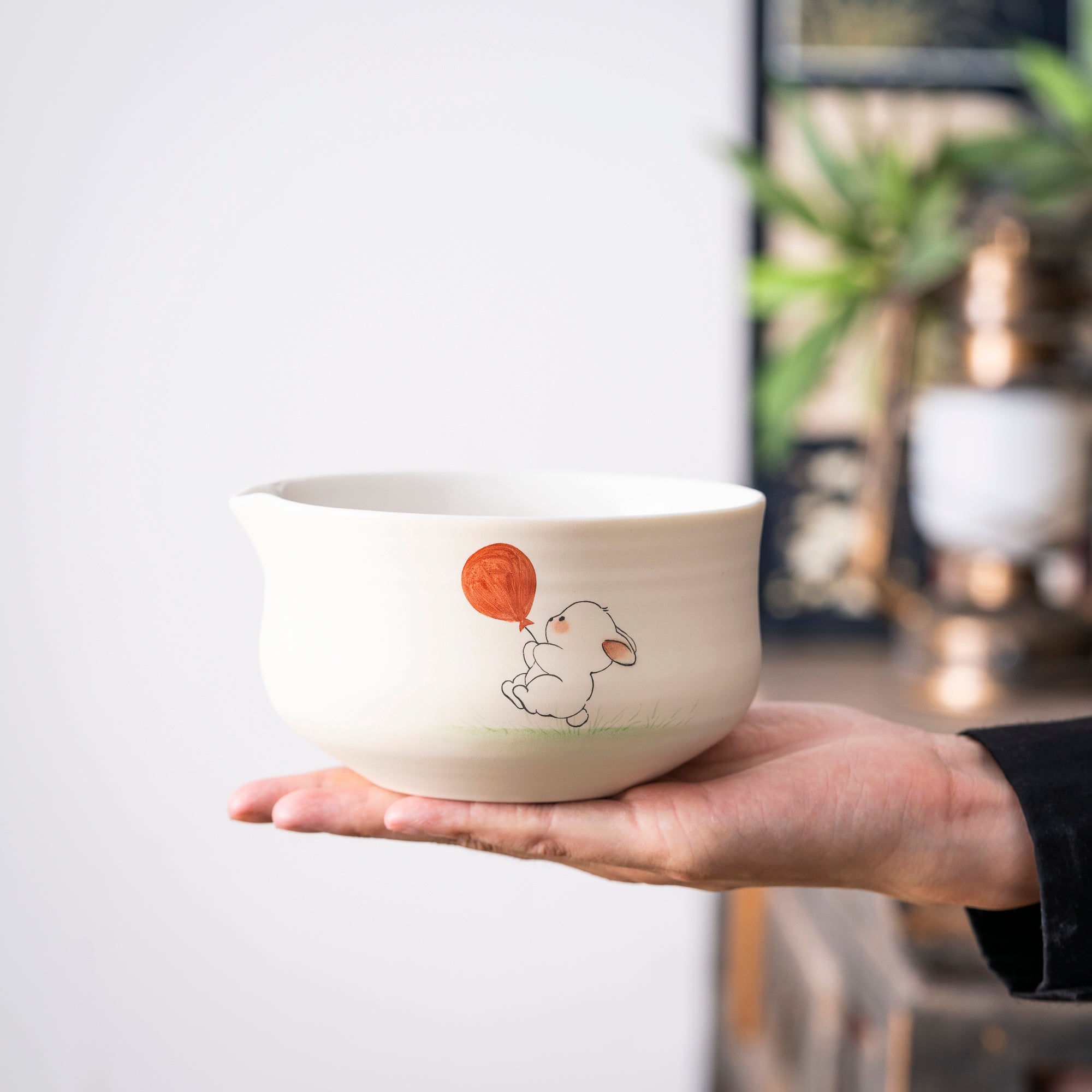 Adorable Hand - painted Bunny Matcha Set