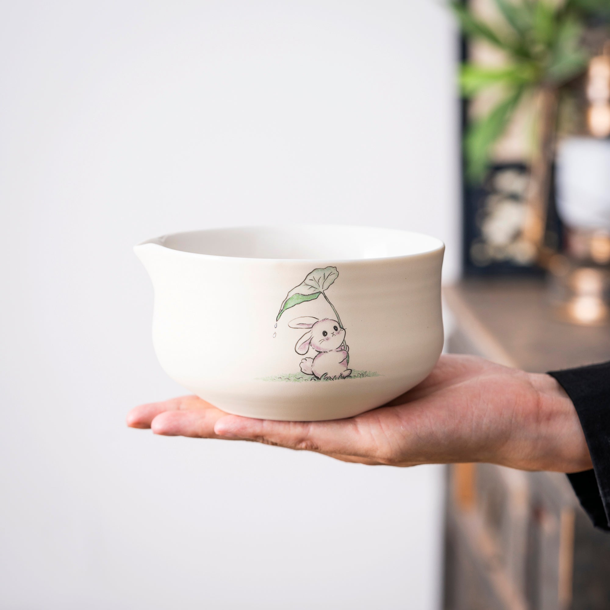 Hand - painted Bunny with Leaf Matcha Kit