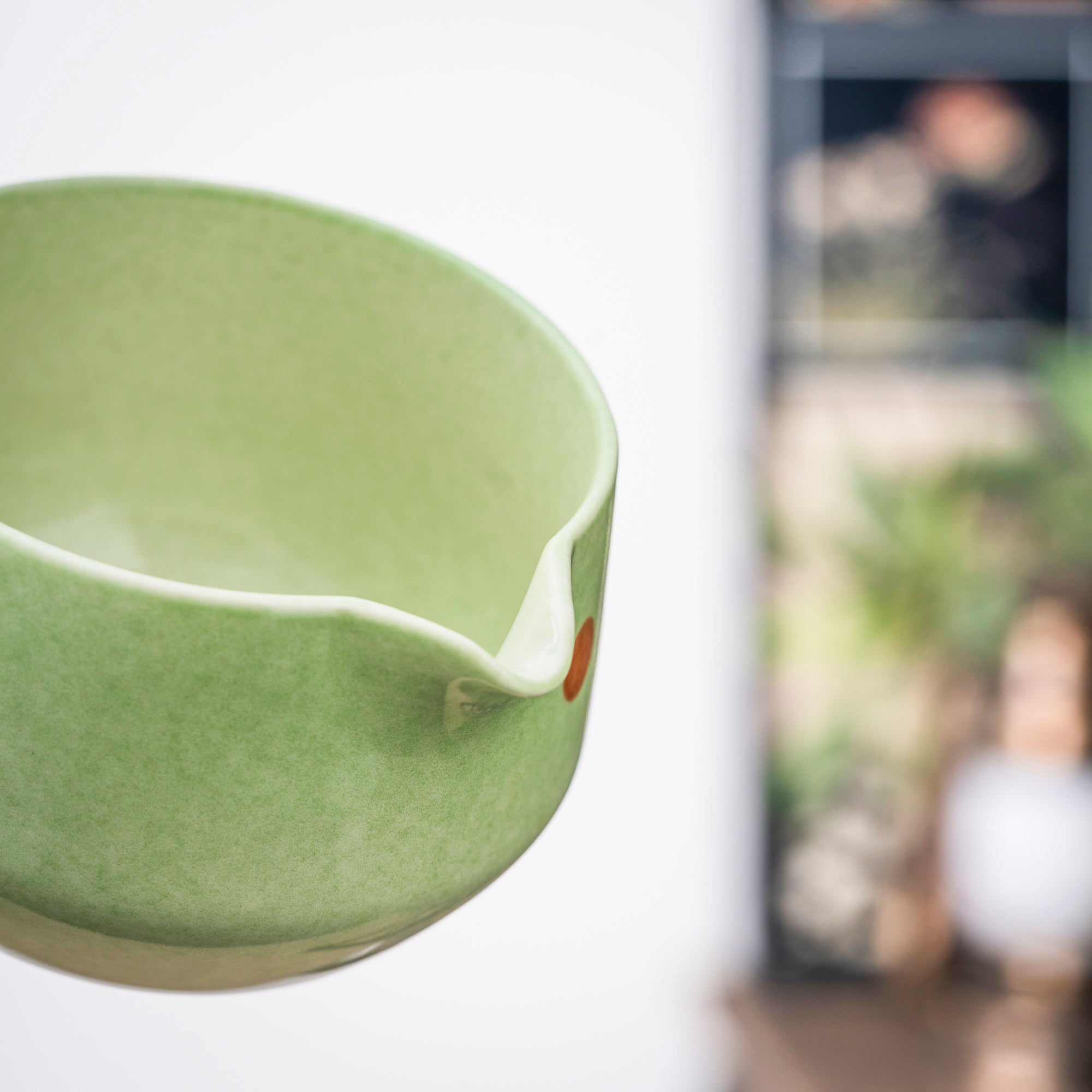 Hand - painted Black Cat & Colorful Dots Light Green Matcha Kit