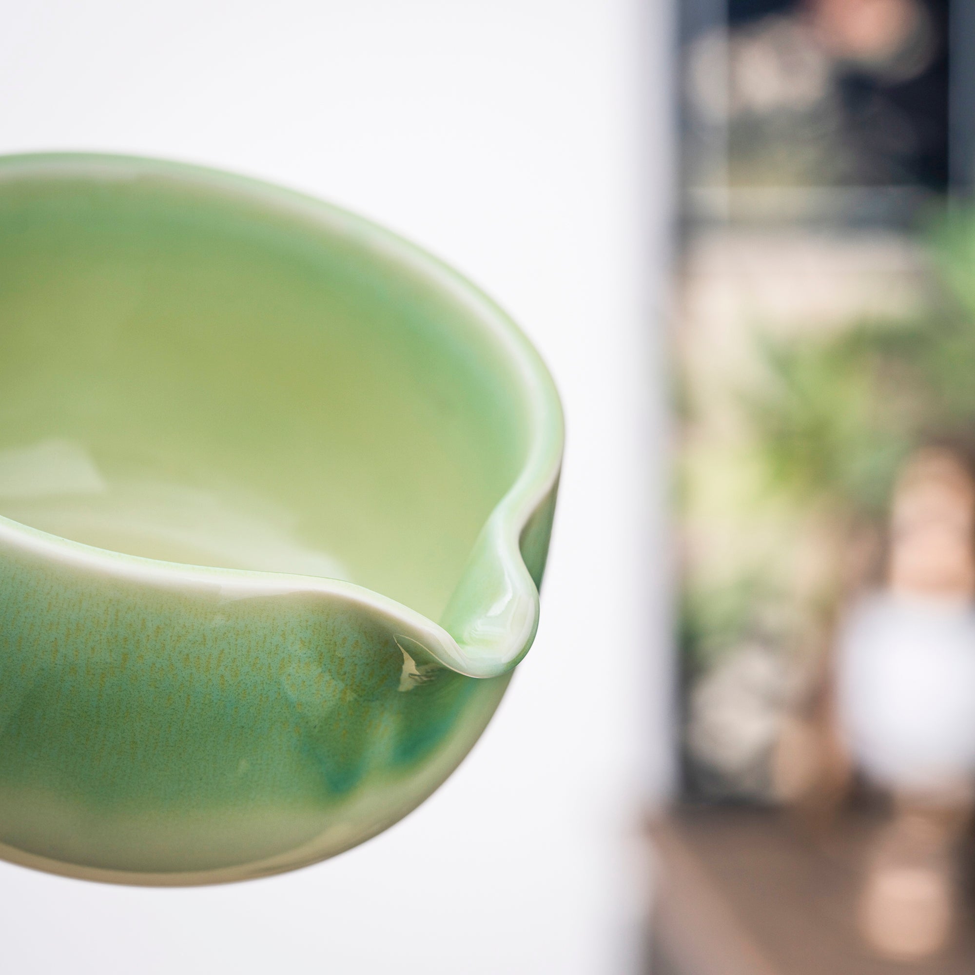 Hand - painted Black Cat & Mouse Light Green Matcha Set
