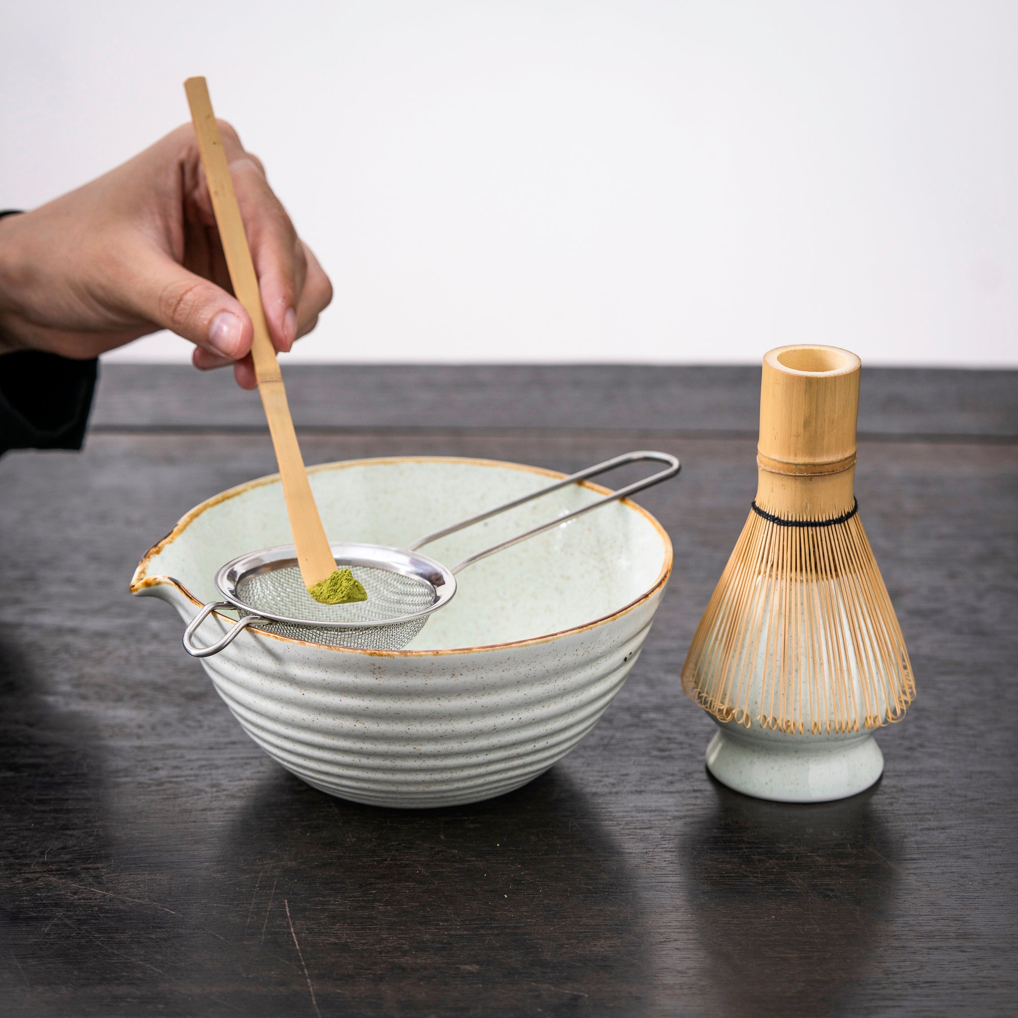 Speckled White Matcha Whisk Set
