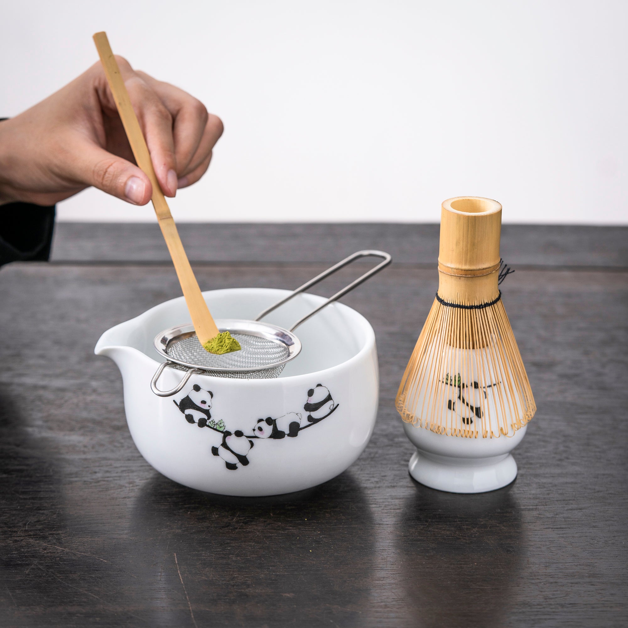 Hand - painted Panda White Matcha Kit