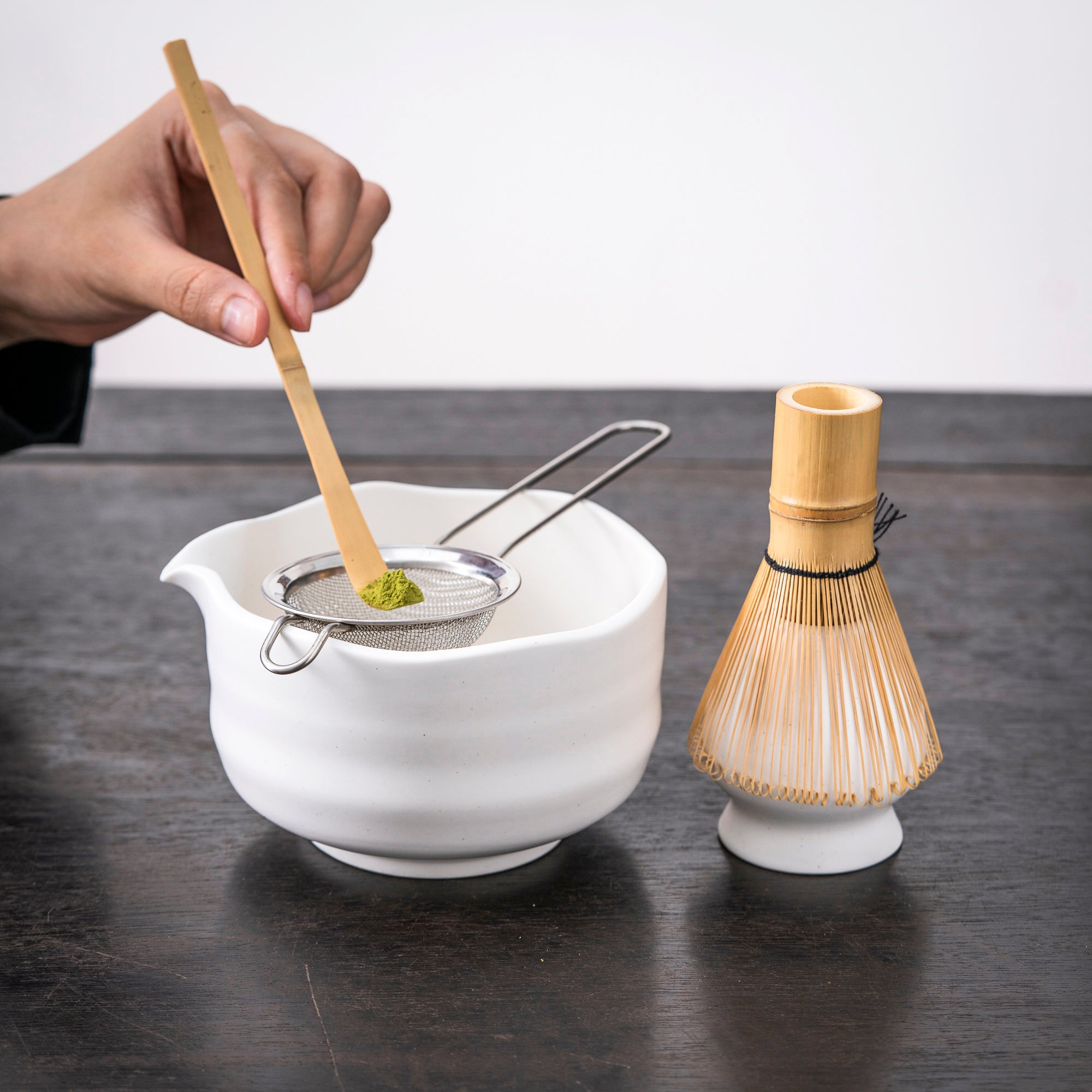 Pure White Ceramic Matcha Whisk Set
