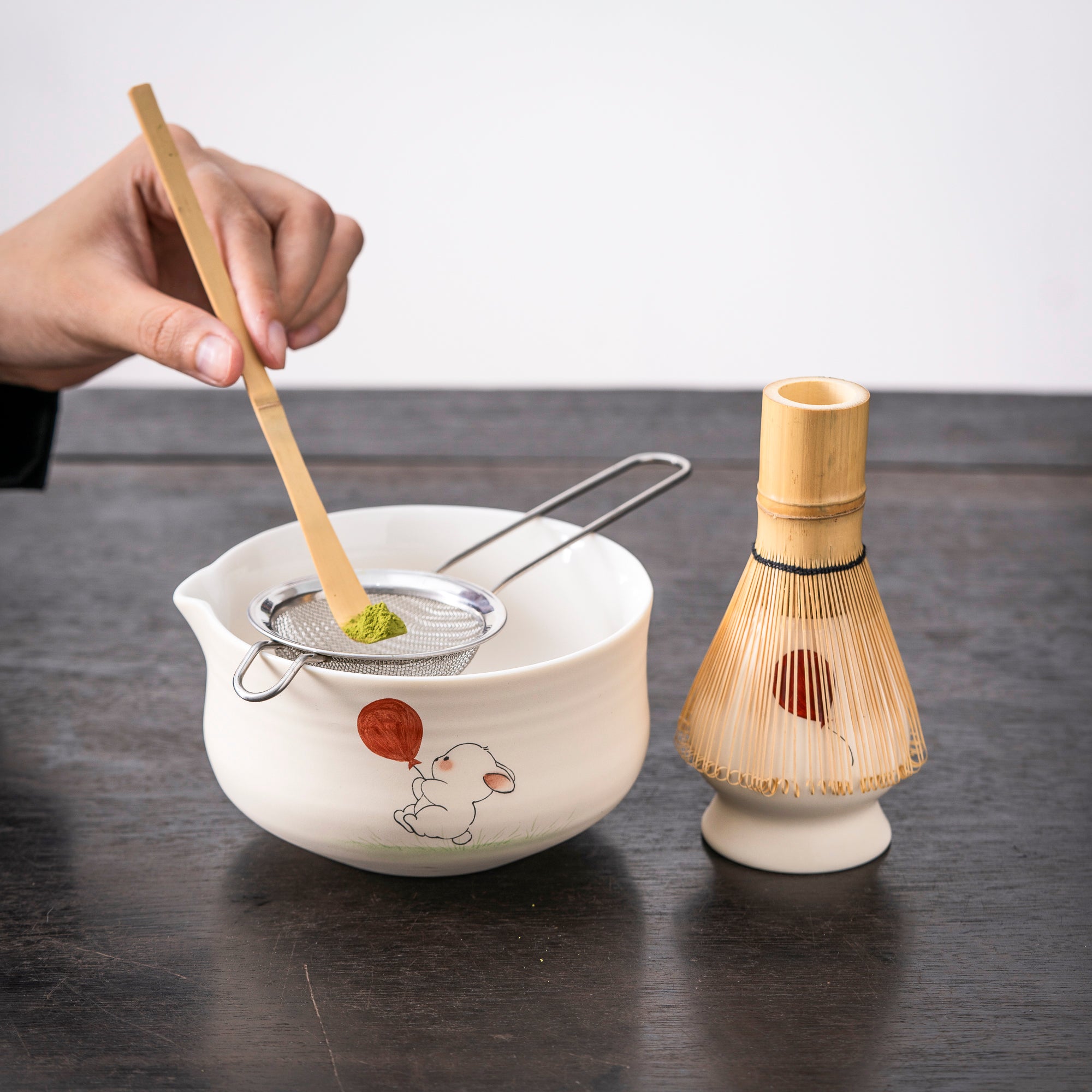 Adorable Hand - painted Bunny Matcha Set