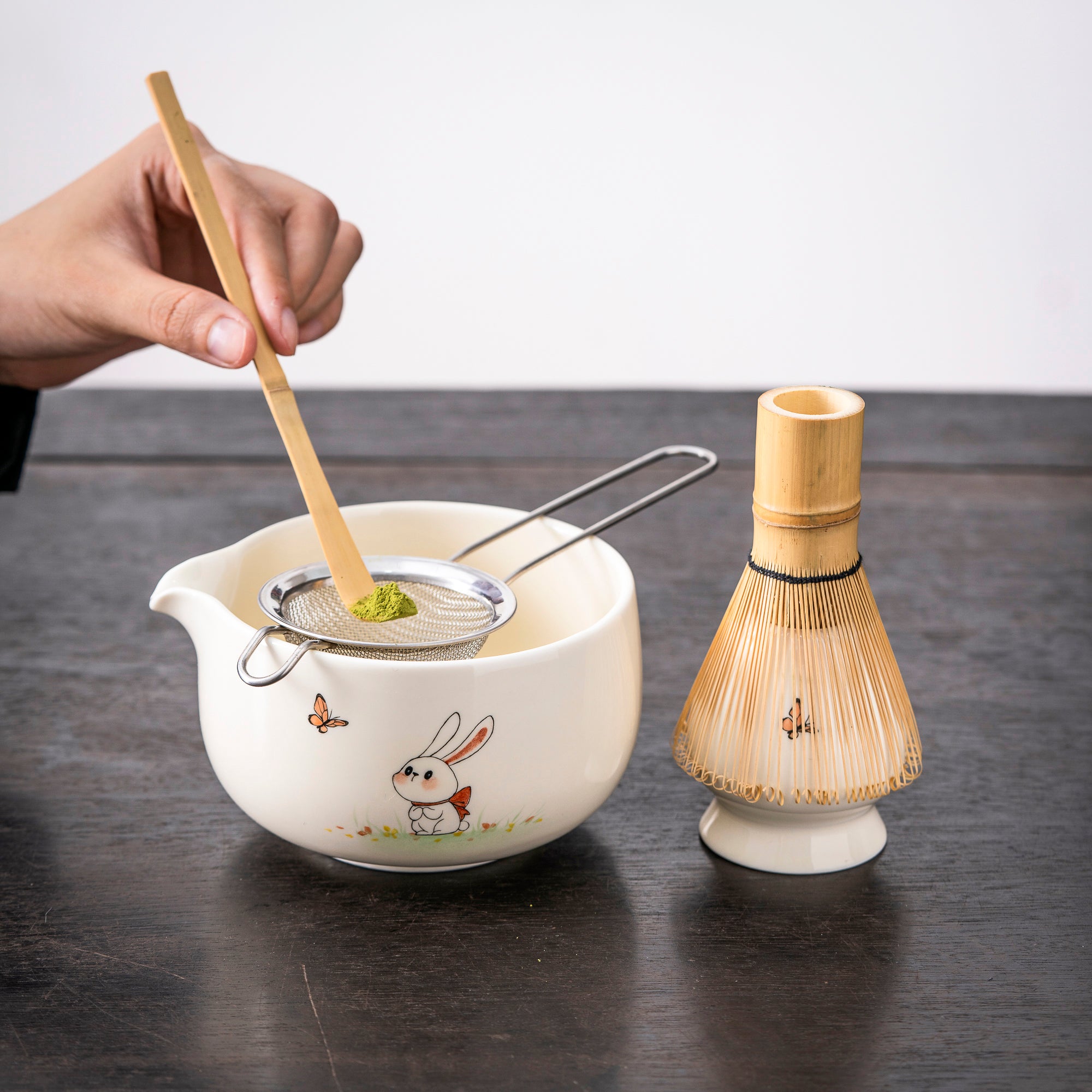 Hand - painted Bunny & Butterfly Matcha Kit