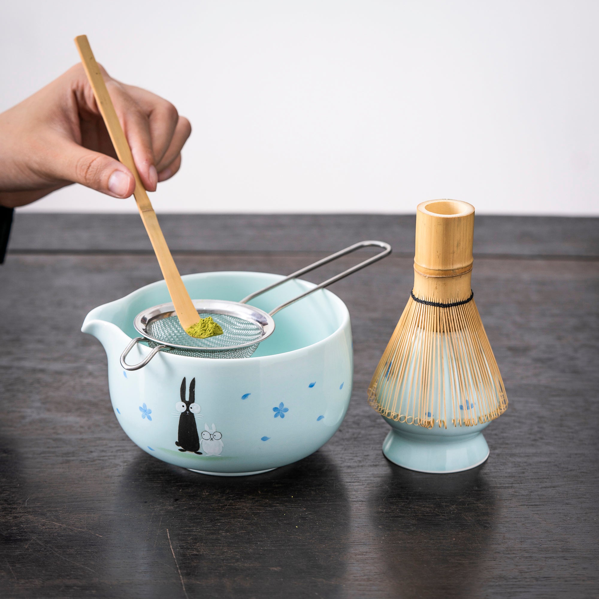Hand - drawn Bunny & Flower Matcha Set