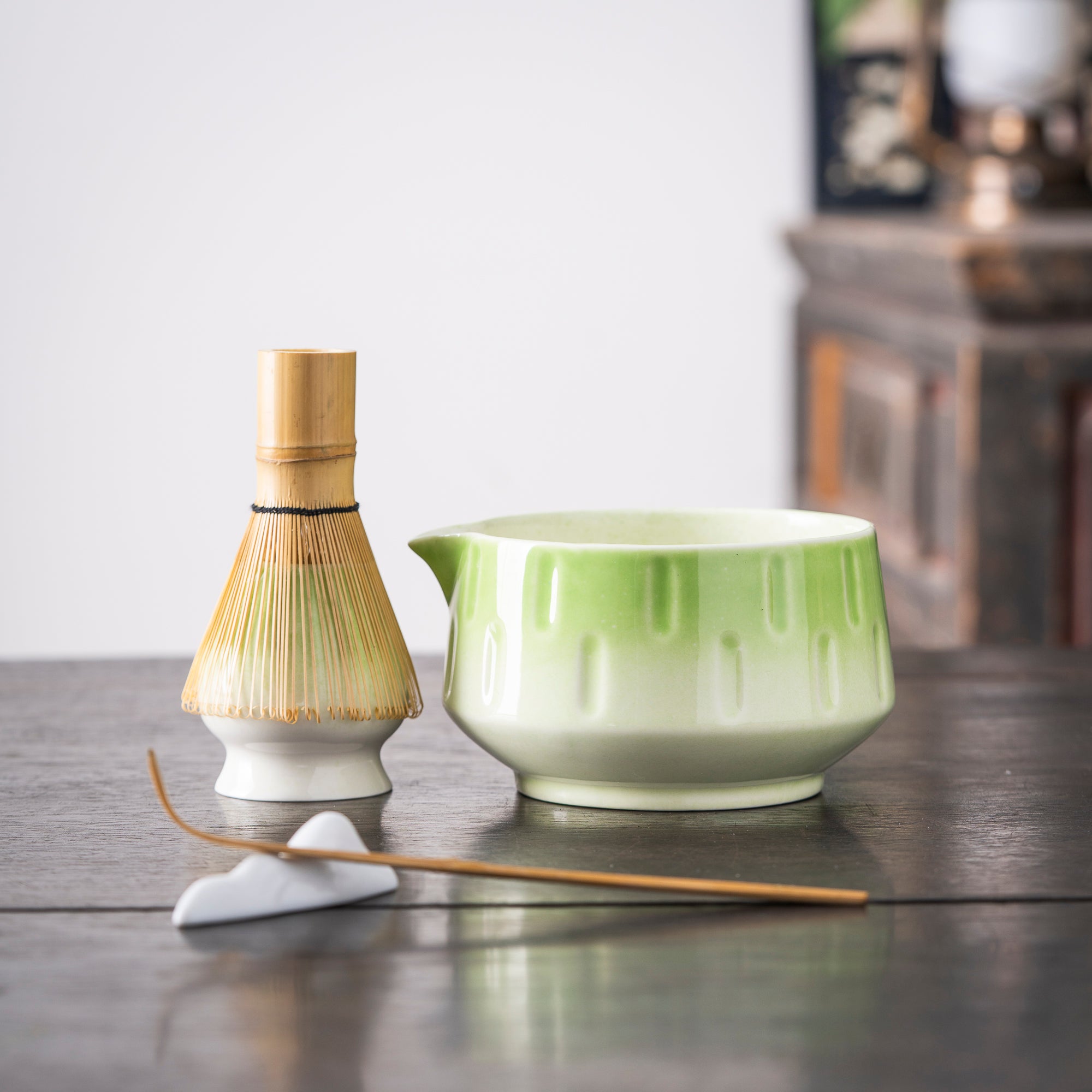 Textured Gradient Green Ridged Matcha Set