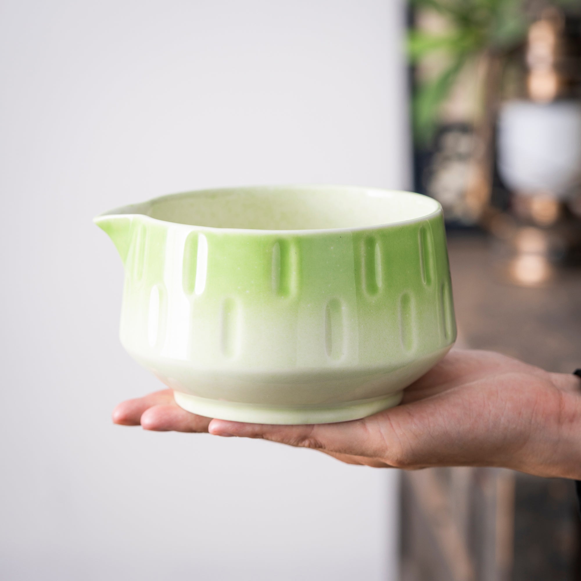 Textured Gradient Green Ridged Matcha Set