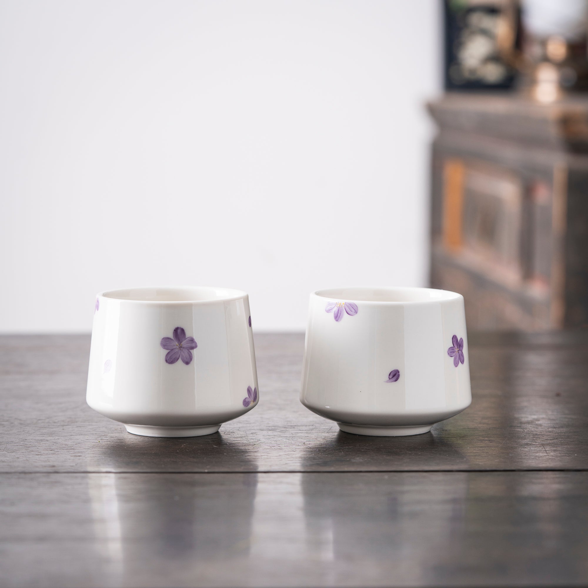 Hand - painted Cherry Blossom White Ceramic Cup