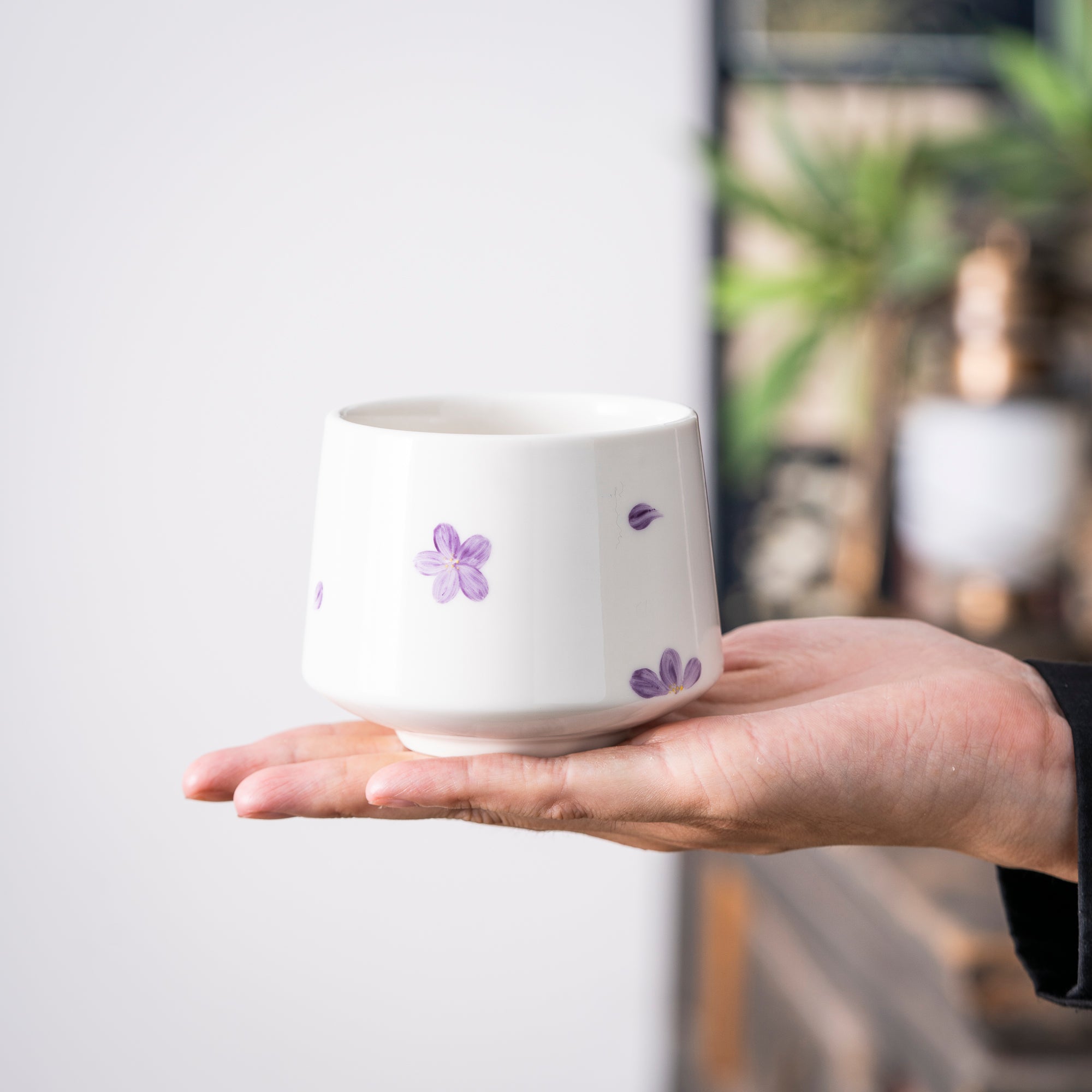 Hand - painted Cherry Blossom White Ceramic Cup