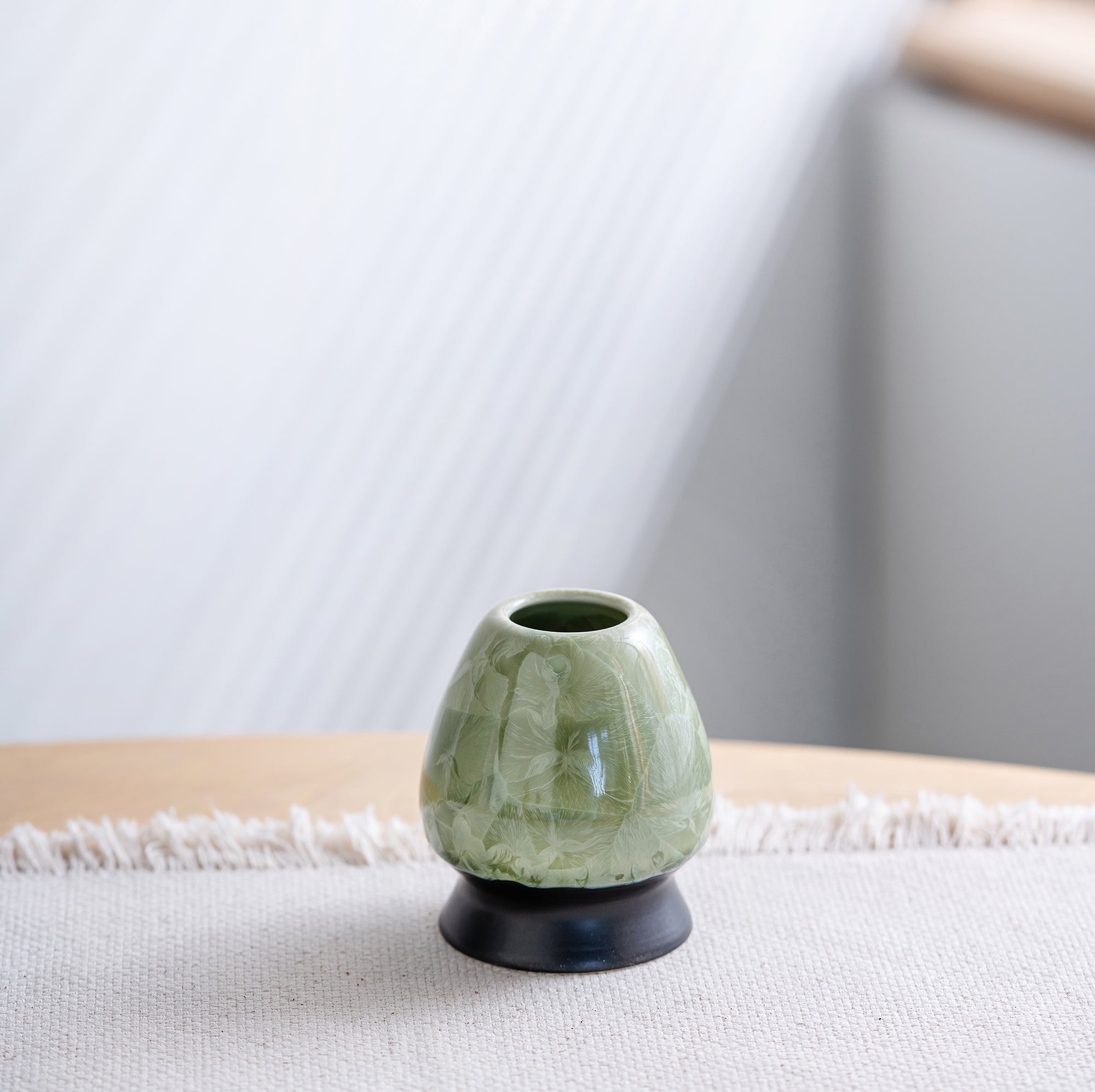 Green Ceramic 3D Cat Matcha Bowl Set, Japanese Tea Ceremony Kit