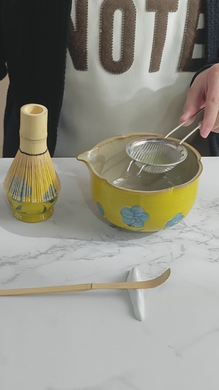 Load video: Hand - Painted Floral Matcha Tea Set